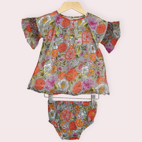 NWT Mimi & Maggie dress Charlotte multi floral w/ bloomers size 12 month - Picture 1 of 12